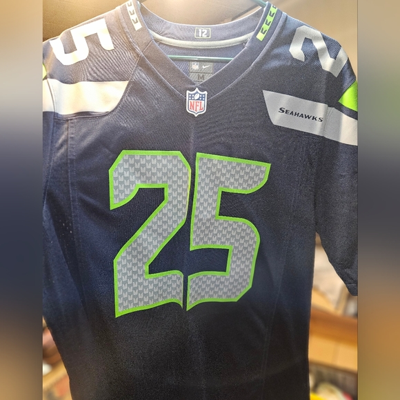 Nike Seattle Seahawks 25 Richard Sherman Navy Blue Team Color Jersey - M - Picture 1 of 9